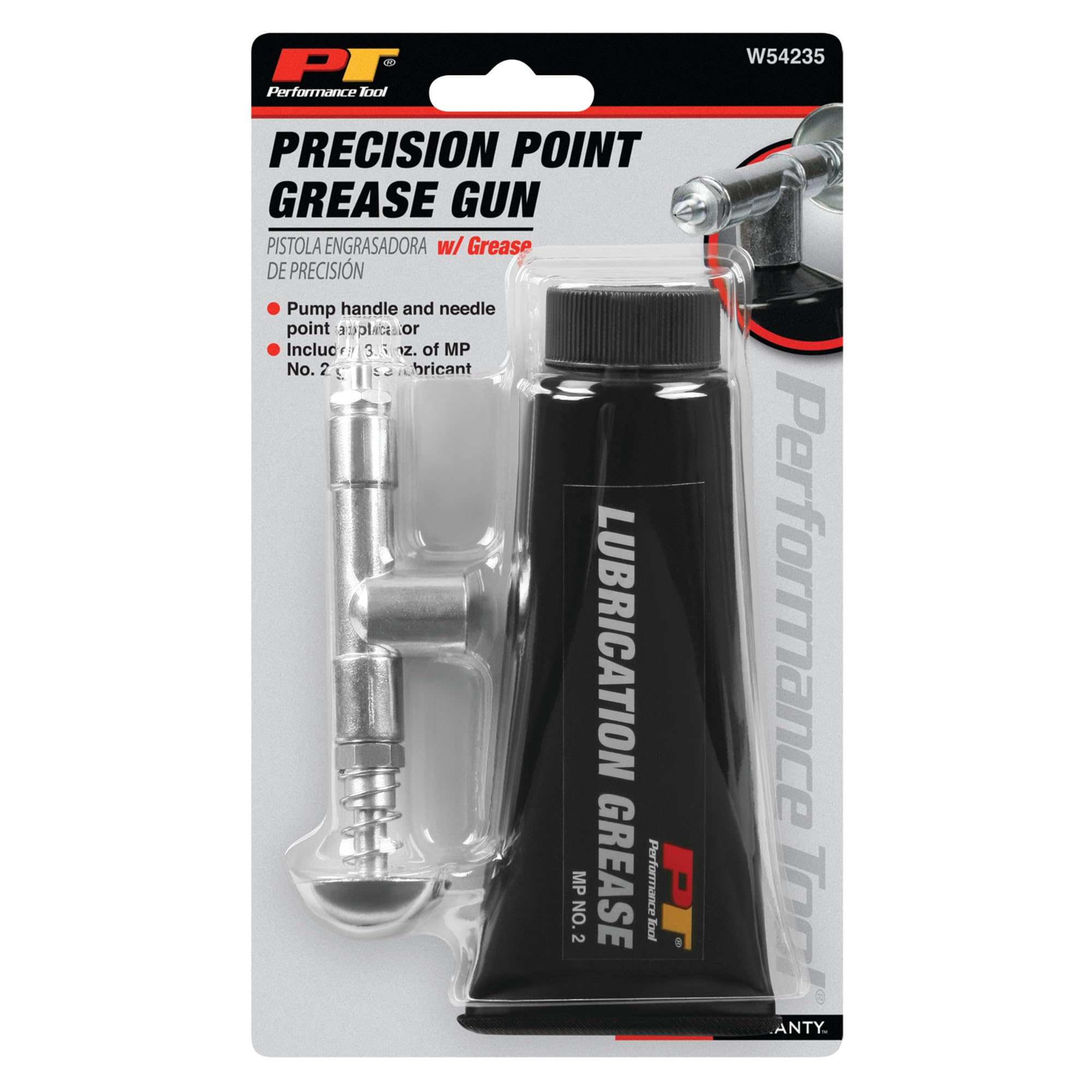 Precision Point Grease Gun Performance Tool W54235 with Grease for Maintenance Work in Garages and Workshops, Black, 3.5 oz
