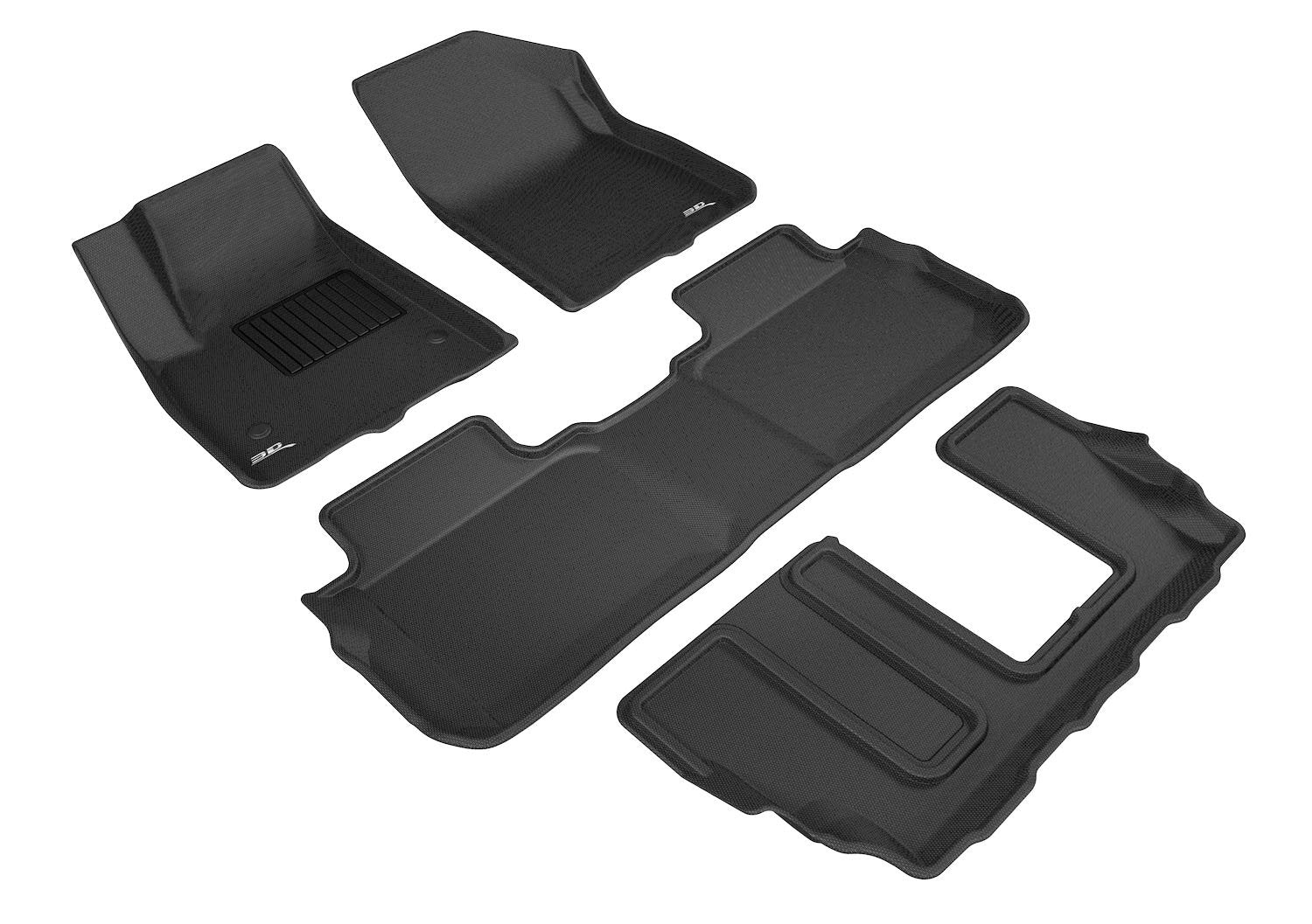 Custom Fit 3D MAXpider KAGU Floor Mat (BLACK) Compatible with GMC ACADIA 2017-2023 - Full Set