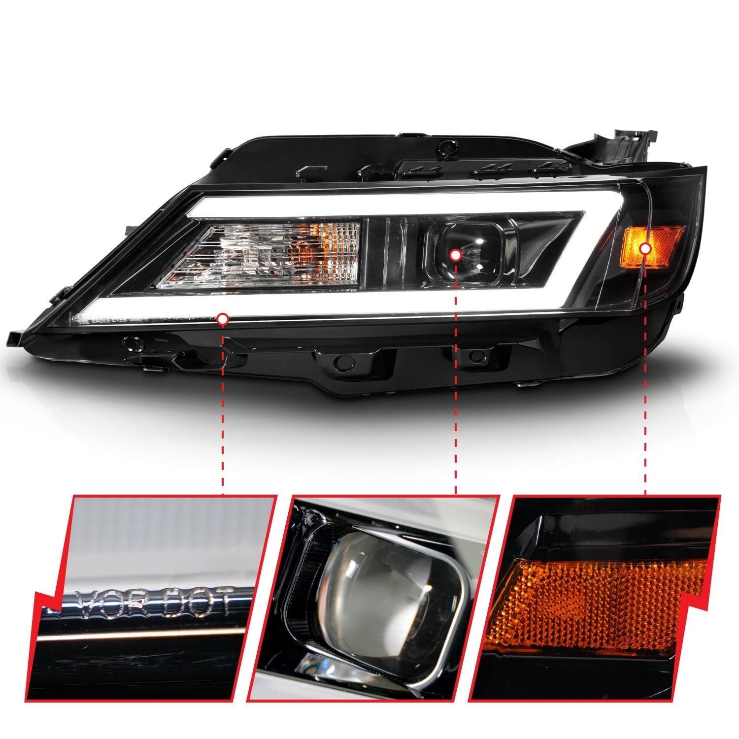 14-20 Chevrolet Impala Anzo Square Projector LED Bar Headlights w/Black Housing
