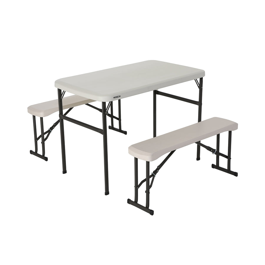 Portable Folding Camping Picnic RV Table and Bench Set LIFETIME 80373, Almond