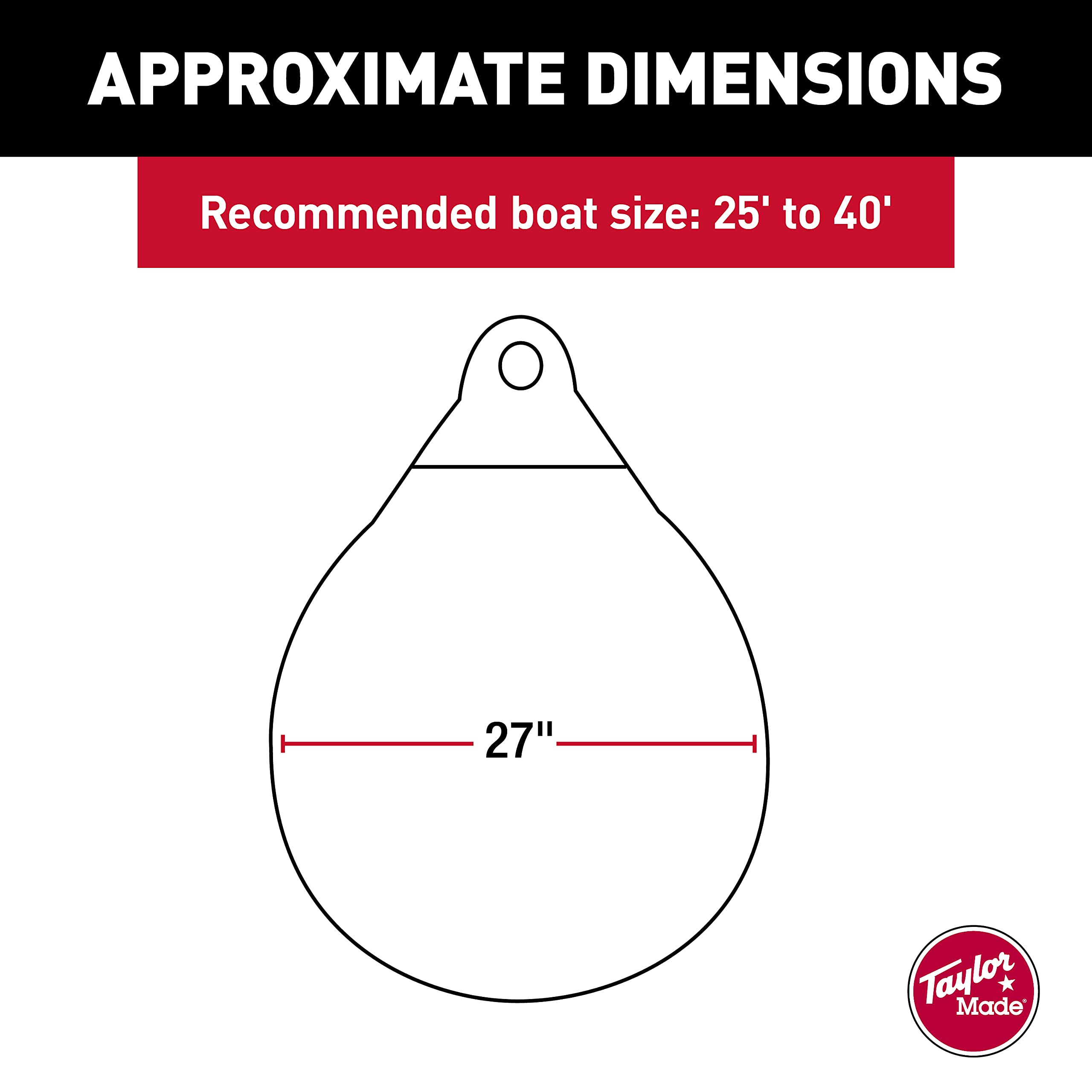TAYLOR MADE PRODUCTS Tuff End Buoy, (27") White – Flexible, Strong, Marine-Grade Vinyl Buoy for 25-40 Foot Boats – Easy-to-use, Trivalve™ Inflates with Standard Ball Pump – 2020108084