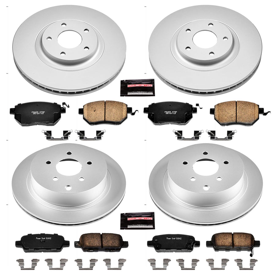 Coated Brake Rotor & Ceramic Brake Pads Power Stop CRK2767- front & rear