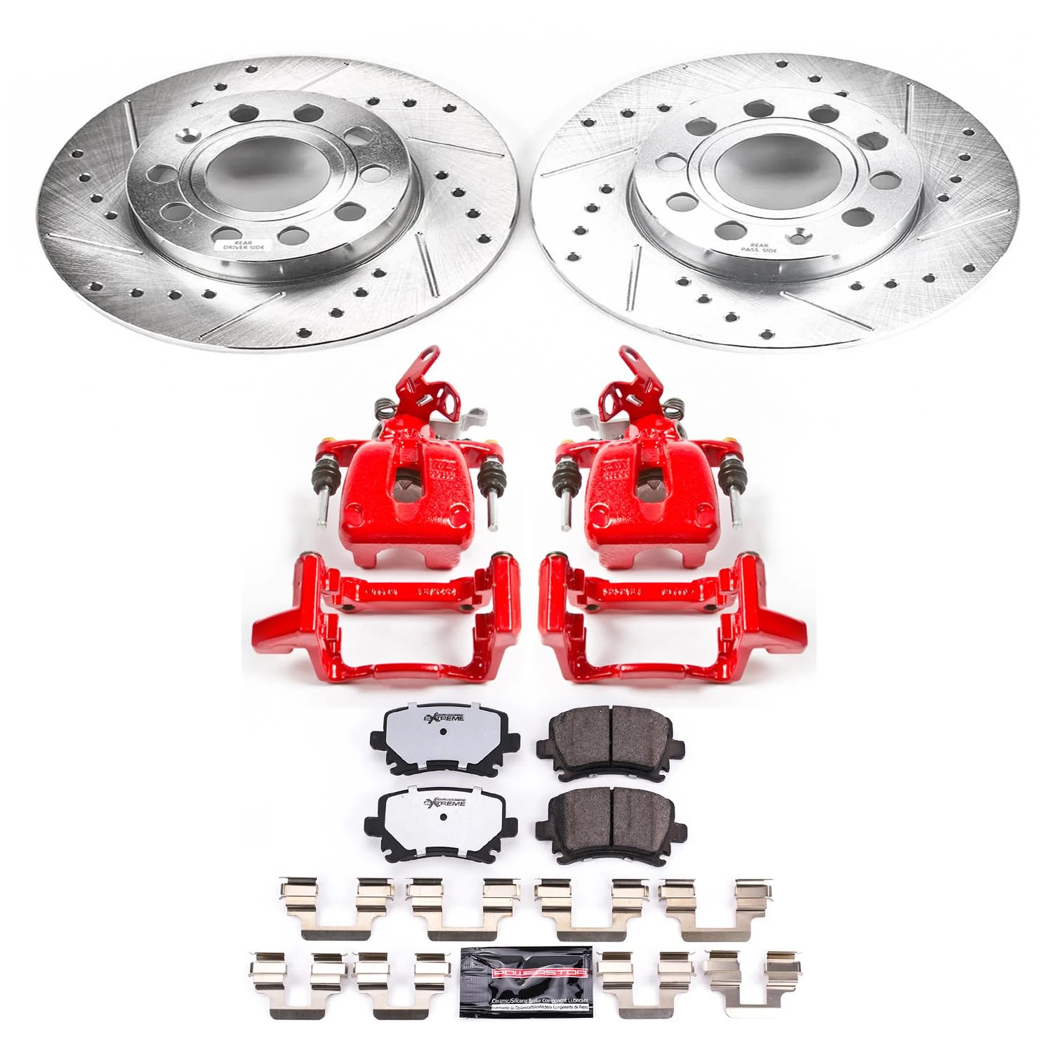 Power Stop Rear KC4627A-26 Z26 Street Warrior Brake Kit Volkswagen For Audi A3 2008, Volkswagen Jetta 2005-2010, Volkswagen Rabbit 2006-2009 [Model Specific]