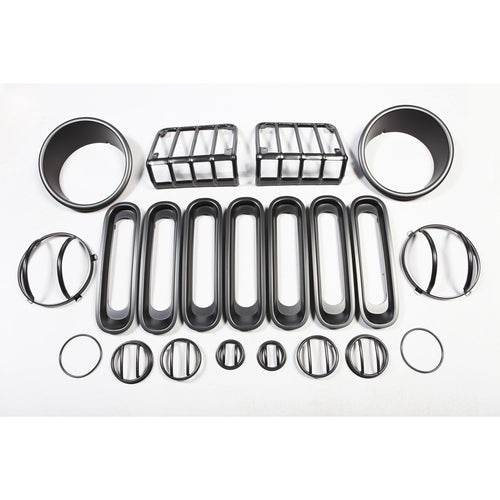 Euro Guard Kit, Rugged Ridge, Black, 19 Piece | 12496.05 | Fits 2007-2018 Jeep Wrangler JK