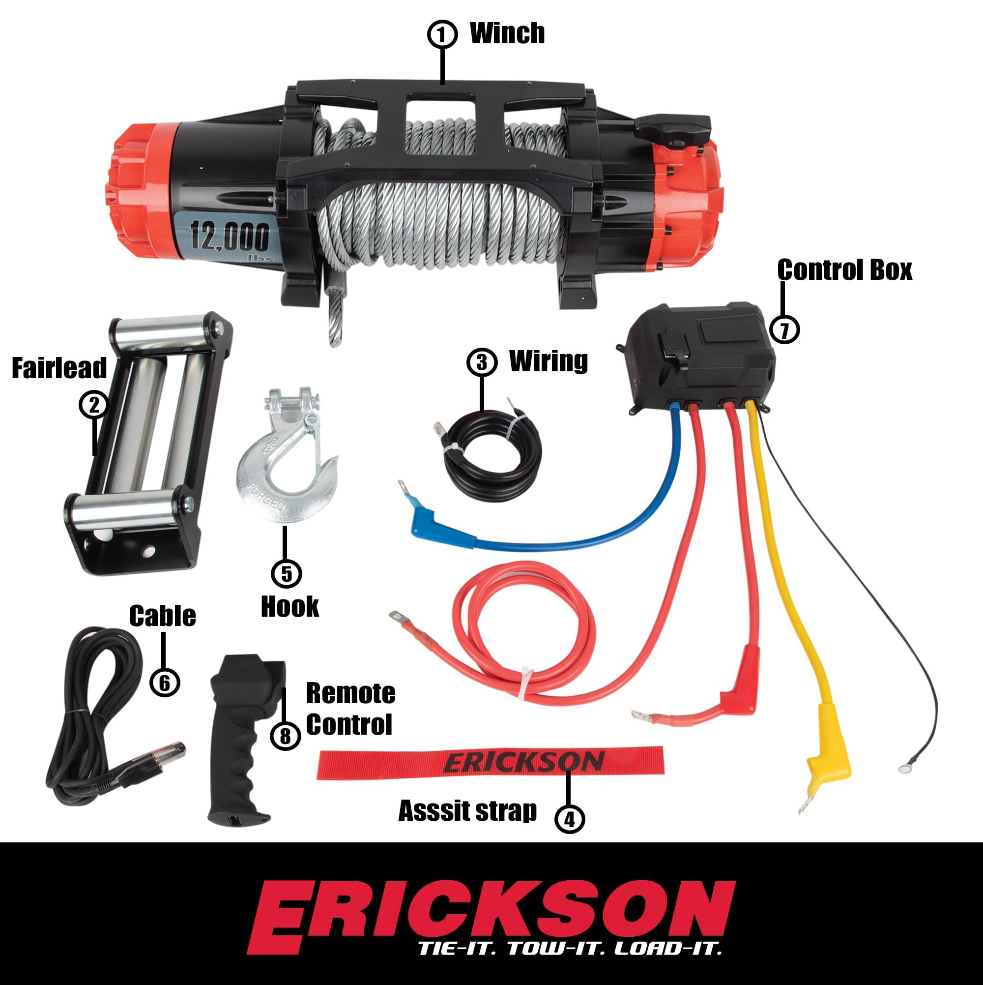 12-Volt DC Erickson 85 ft. 12000 lb. Electric Winch 06436
