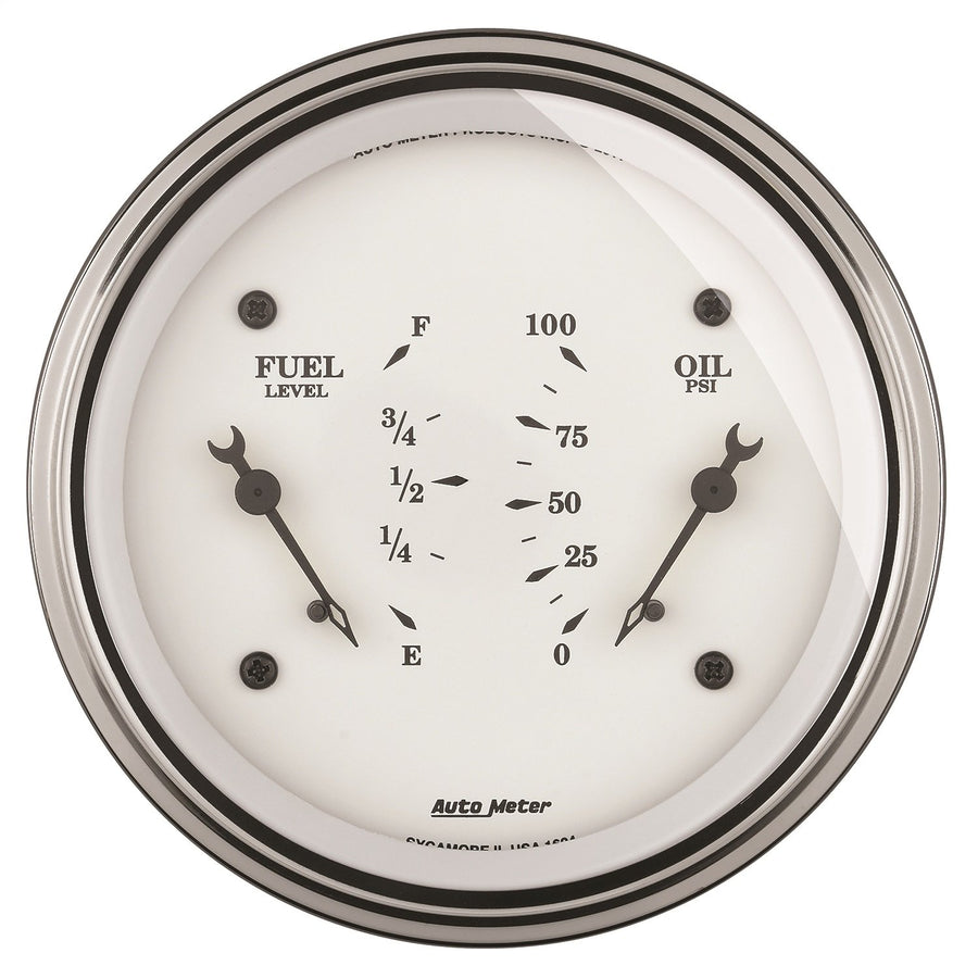 Auto Meter Old TYME 1613 White Oil/Fuel Dual Gauge