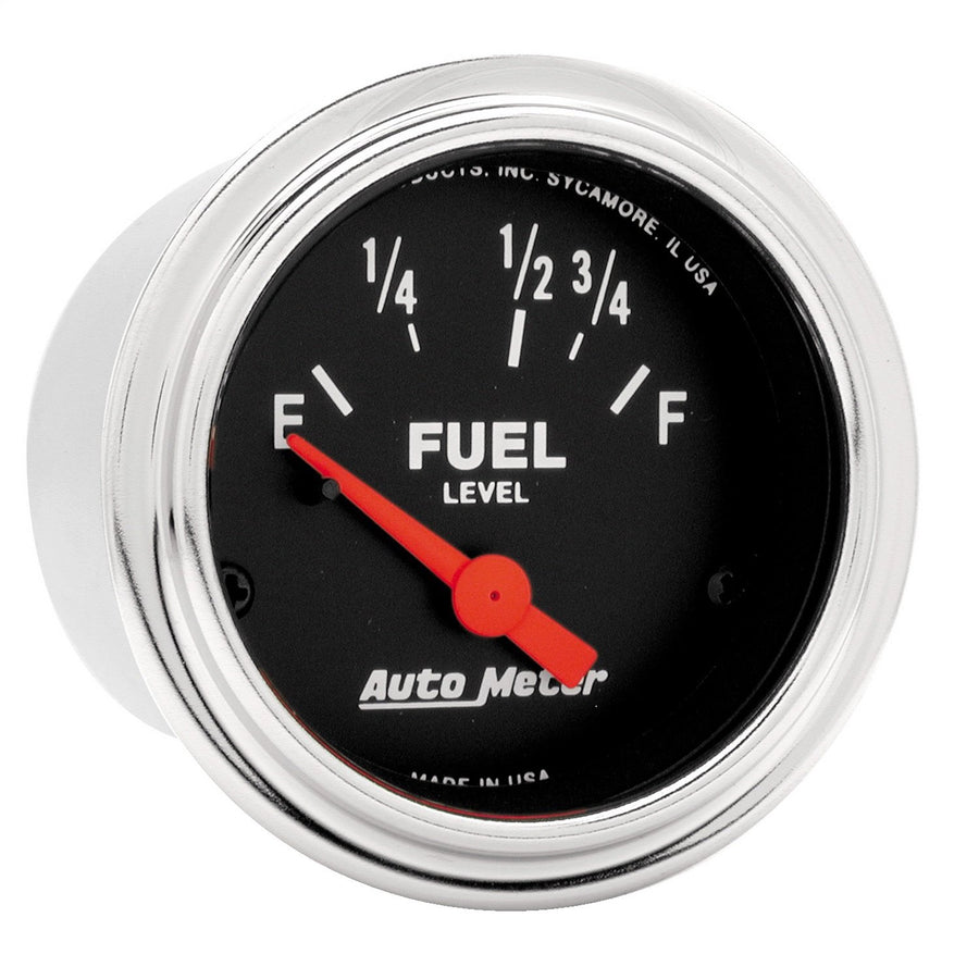 Electric Fuel Level Gauge Auto Meter 2515 Traditional Chrome