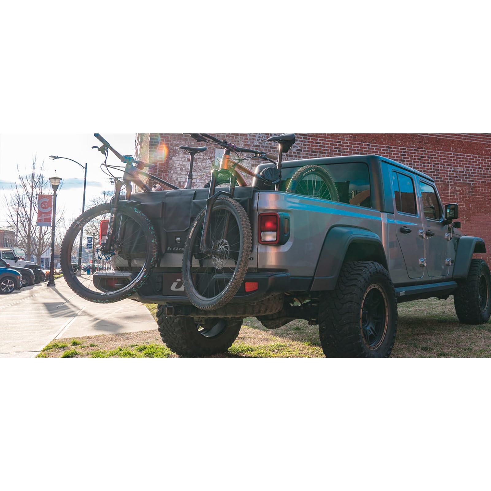 KUAT 51" HUK Straight Durable Soft-Touch TPU Padded Pickup Truck Tailgate Bike Hauling Transportation Easy-Access Protective Pad w/Nylon Straps, Metal G-Hook Buckles & Roll-Up Window, Black