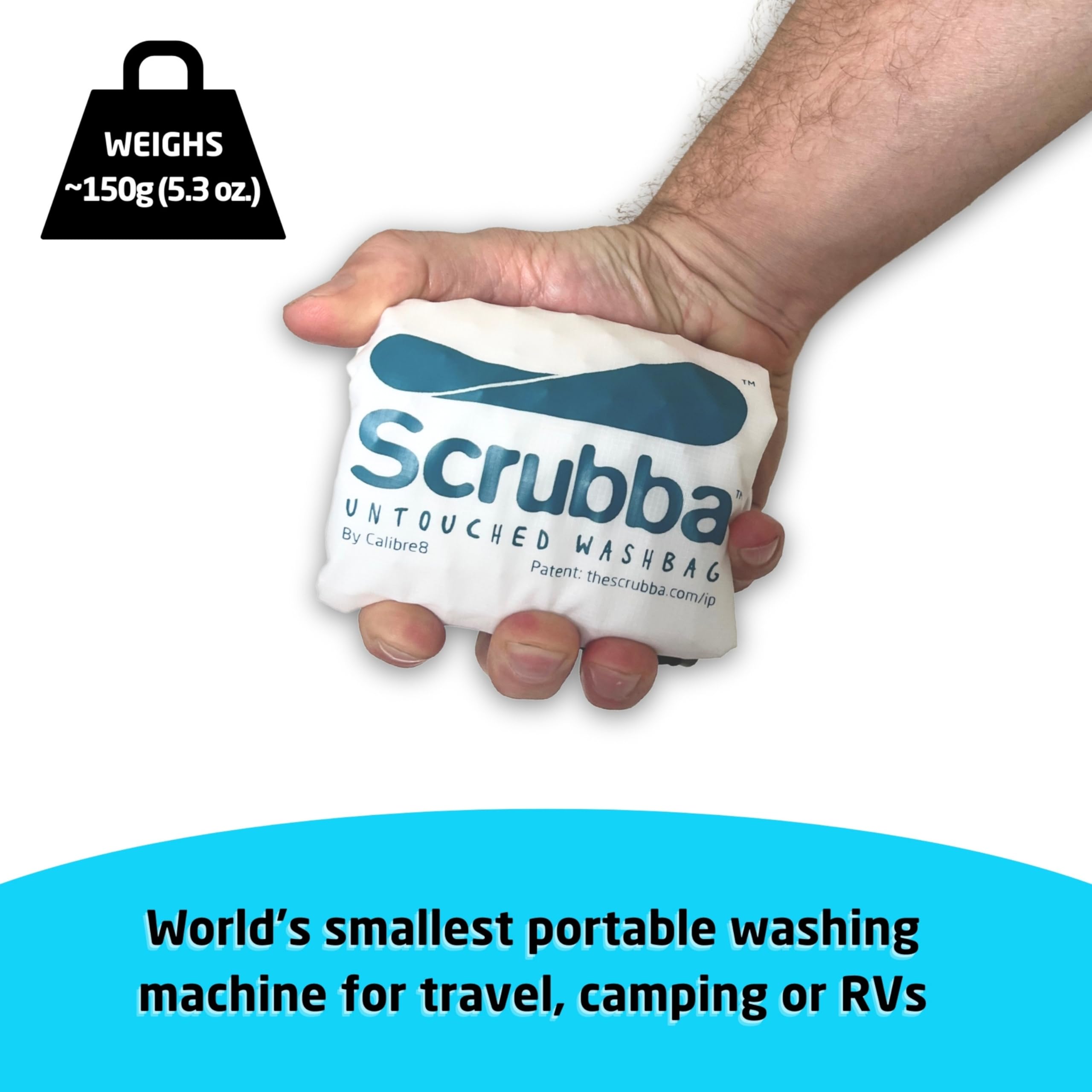 Scrubba Wash Bag Untouched - Portable Washing Machine - Eco-Friendly Manual Washing Machine for Travel, Camping, Baby Clothes - Travel Essentials, Gift - use with Laundry Detergent, & Sheets - 5.3 oz.