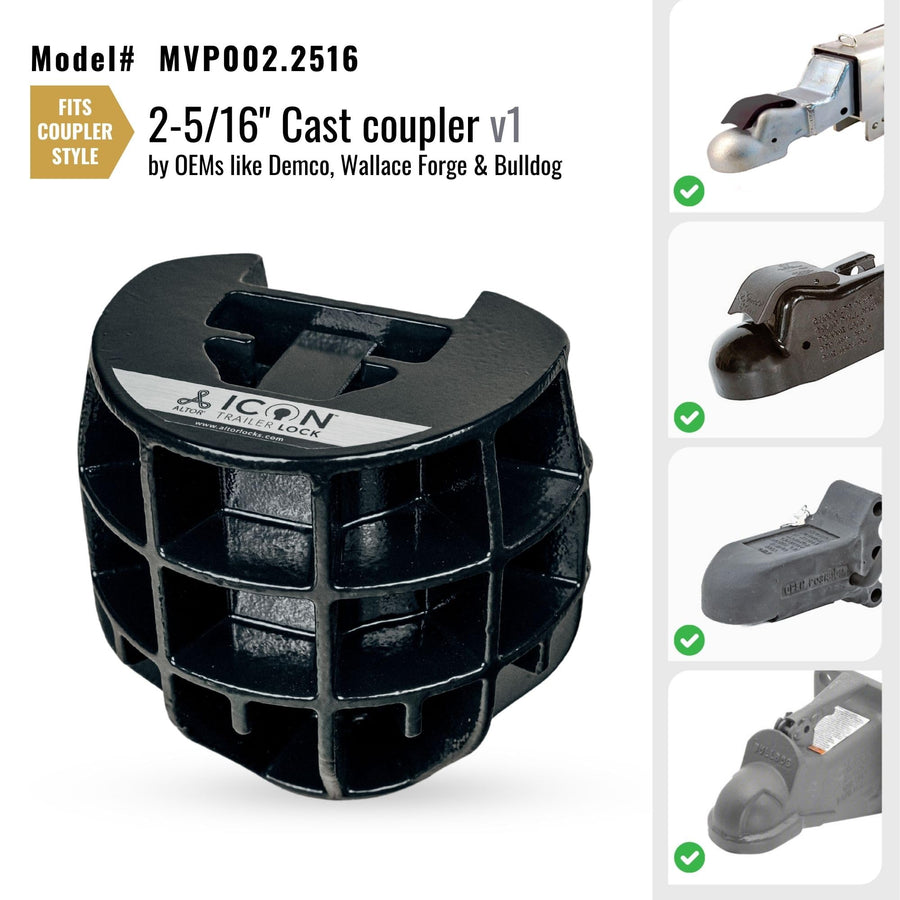 Trailer Lock ICON for 2-5/16 inch couplers | Secures high Value Utility Trailers/Travel Trailers/RV/Boat/Toy Haulers