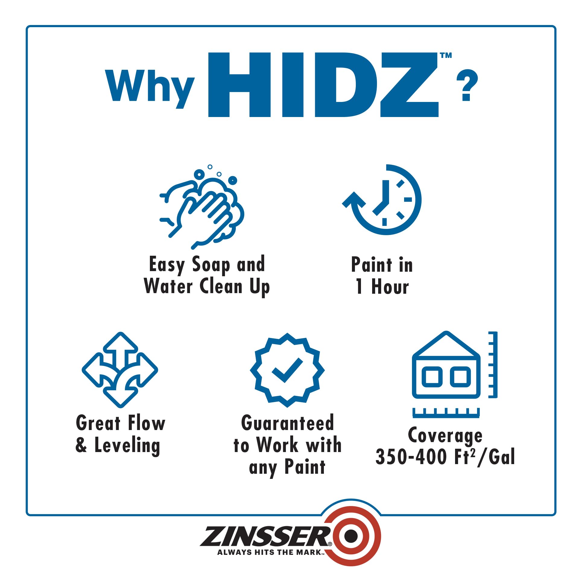 HIDZ Zinsser Multi-Purpose Primer and Sealer, Quart, Flat White