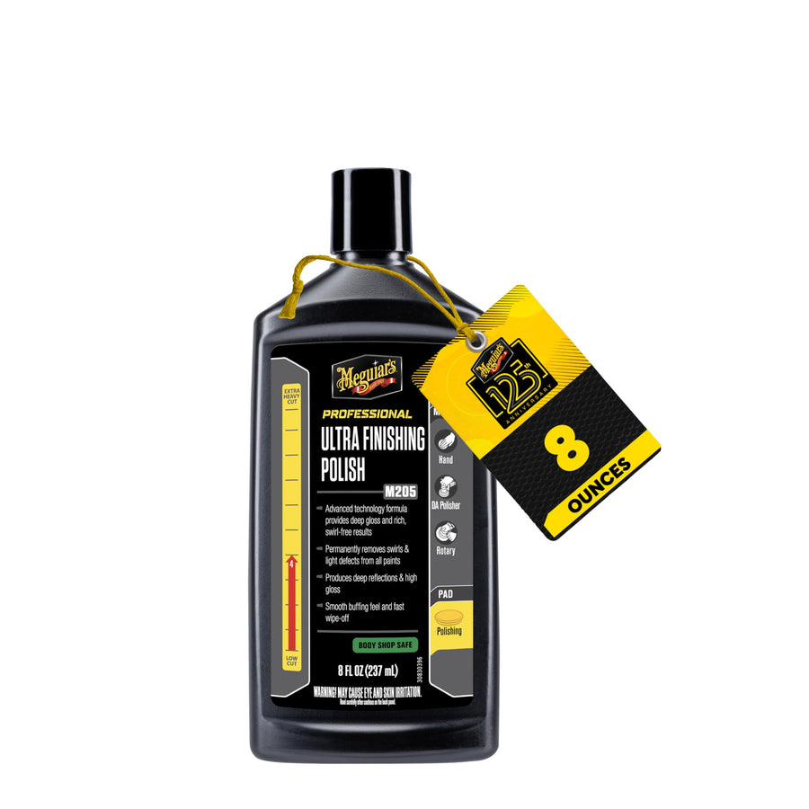 Meguiar's Ultra Finishing Polish M205 Mirror Glaze, Easy-to-Use Formula for Impeccable Shine, Multiple Ways to Apply Mirror Glaze, Removes Defects and Swirls for a High Gloss, 8 Oz Container