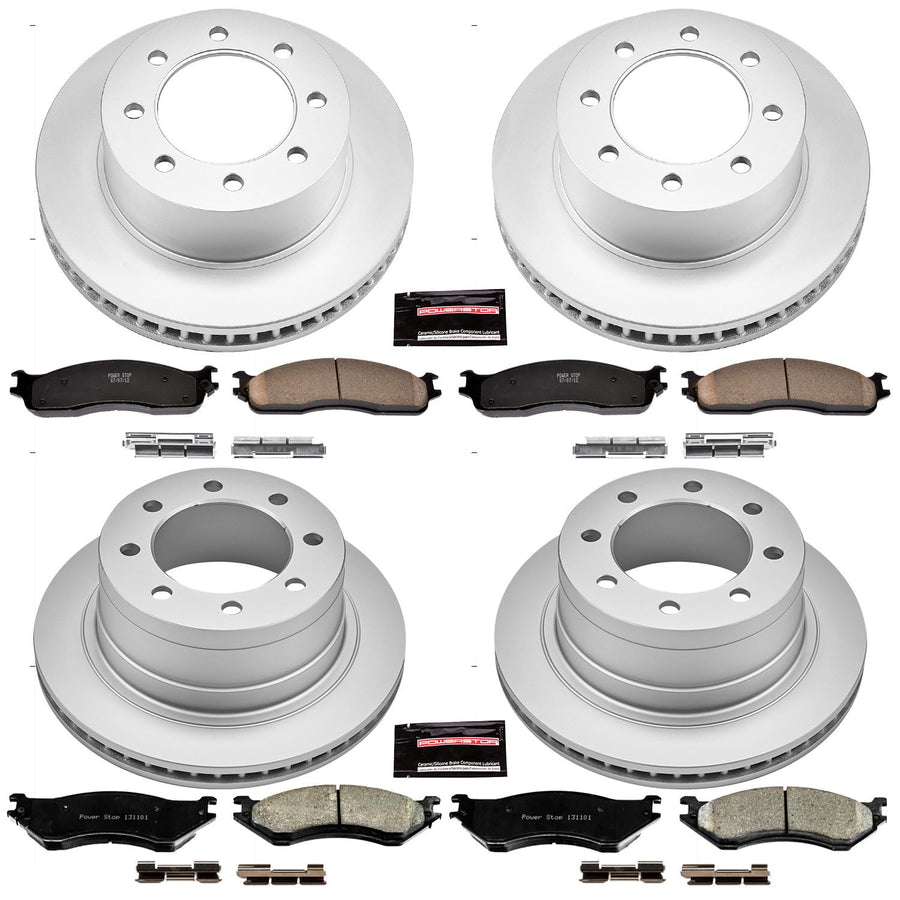 Power Stop CRK5468 Brake Rotor & Coated Ceramic Brake Pads- front & rear For Dodge Ram 1500 2006-2008, Dodge Ram 2500 2003-2008, Dodge Ram 3500 2003-2008 [Model Specific]