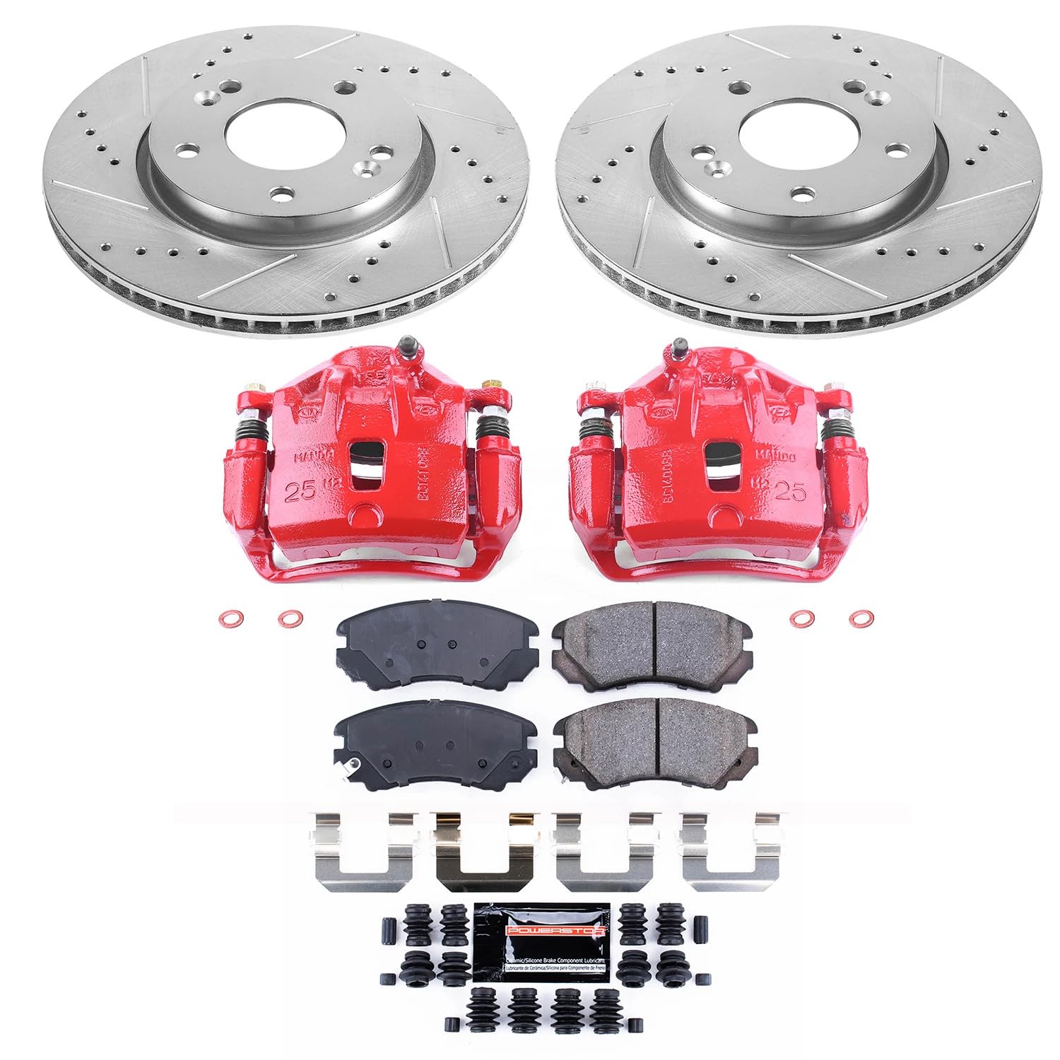 Power Stop KC5913 Z23 Evolution Sport Brake Upgrade Kit Front with Powder Coated Calipers For Kia Soul 2010-2011 [Model Specific]