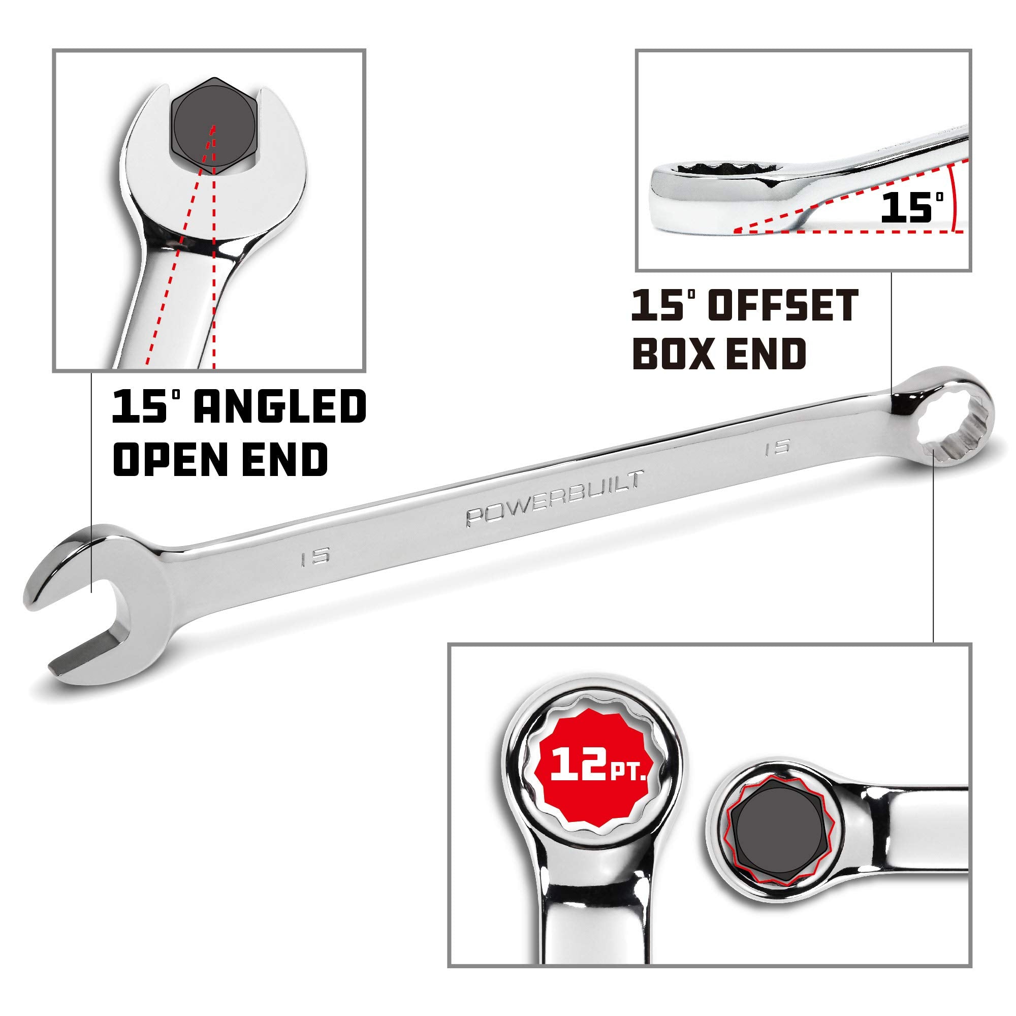 640437 Powerbuilt Metric Long Pattern Combination Wrench, 7-Piece