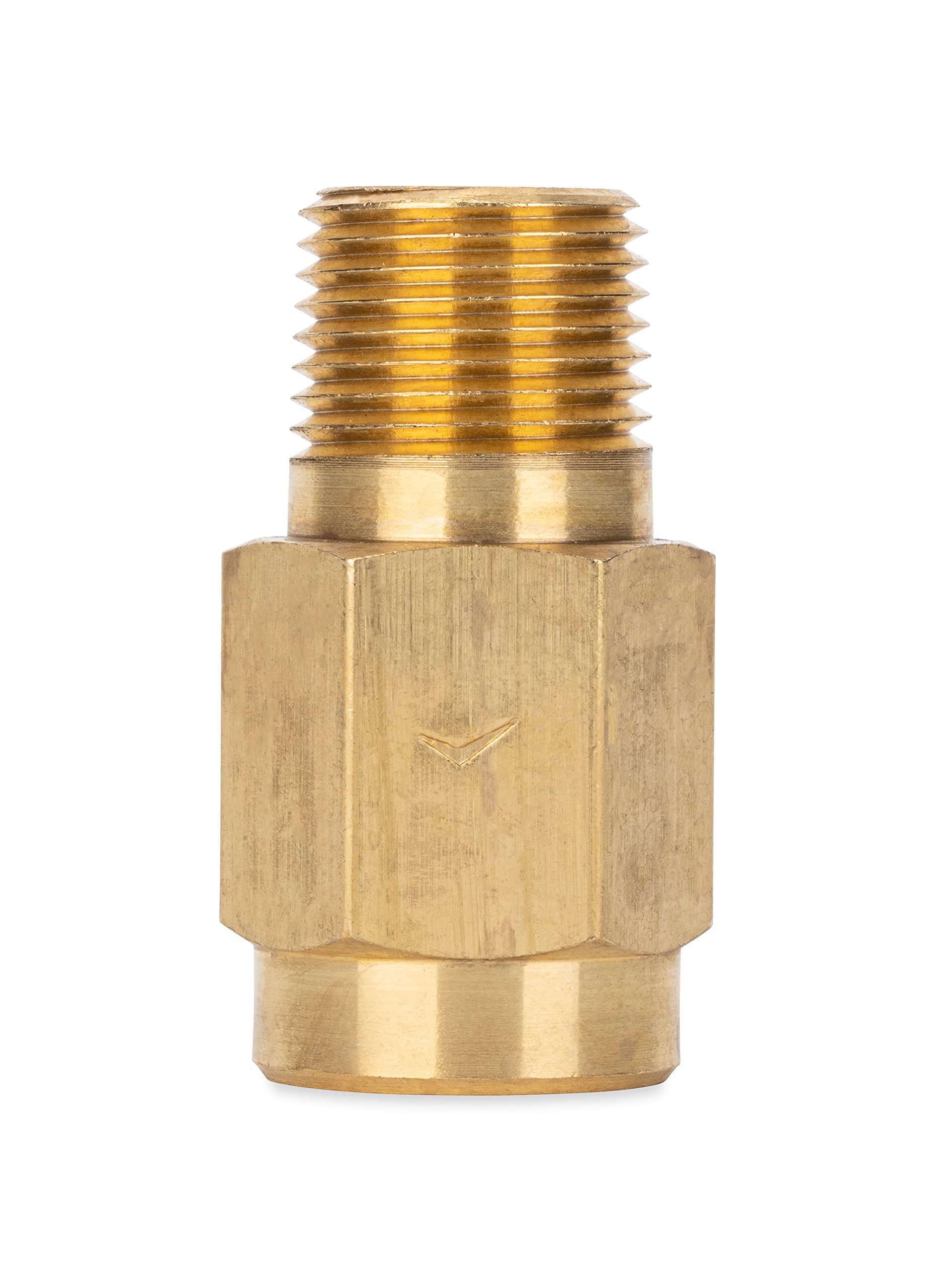 Camco Backflow Preventer RV Water Heater | Features a Heavy-Duty Brass with a Stainless Spring Construction and a 1/2-Inch Male x Female NPT (23303)