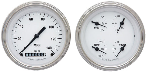 White Hot Classic Instruments Two Gauge Set WH02SLF