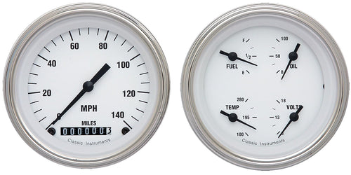 White Hot Classic Instruments Two Gauge Set WH02SLF