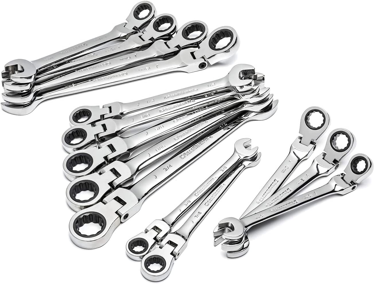 14 Pc. GEARWRENCH 12 Pt. Flex Head Ratcheting Combination Wrench Set, SAE/Metric - 85141