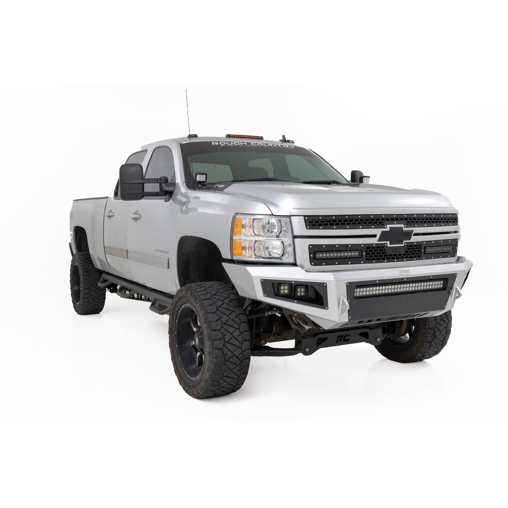 Rough Country LED Ditch Light Kit for 1500/2500HD/3500HD Chevy & GMC (2007-2014) - Hood Mount, 80W Dual 2" Spectrum Series Lights, 9600 Lumens, Wide Beam