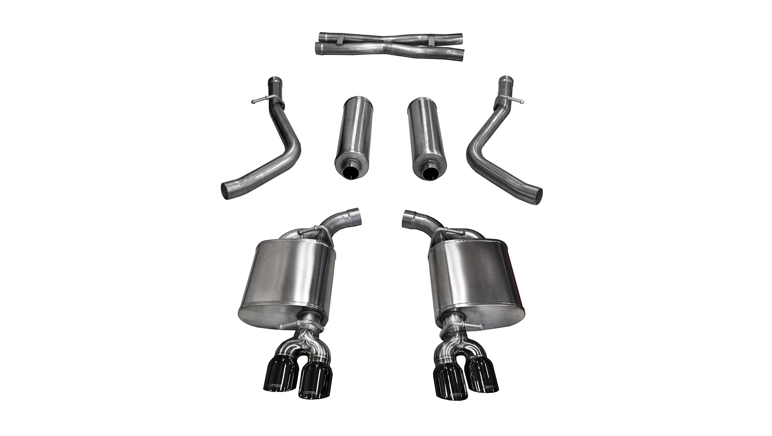 Corsa Cat Back Exhaust 14985BLK (Dual Rear Exit with Black Twin Pro Series Tips), 1 Pack