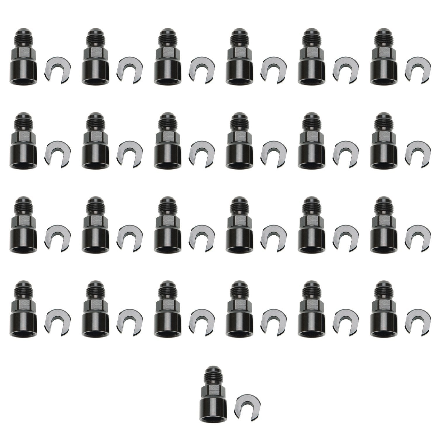 EFI ADAPTER FITTING 3/8" SAE QUICK DISCONNECT FEMALE SCREW TYPE -6 AN MALE BLK ANODIZED BULK PKG OF 25