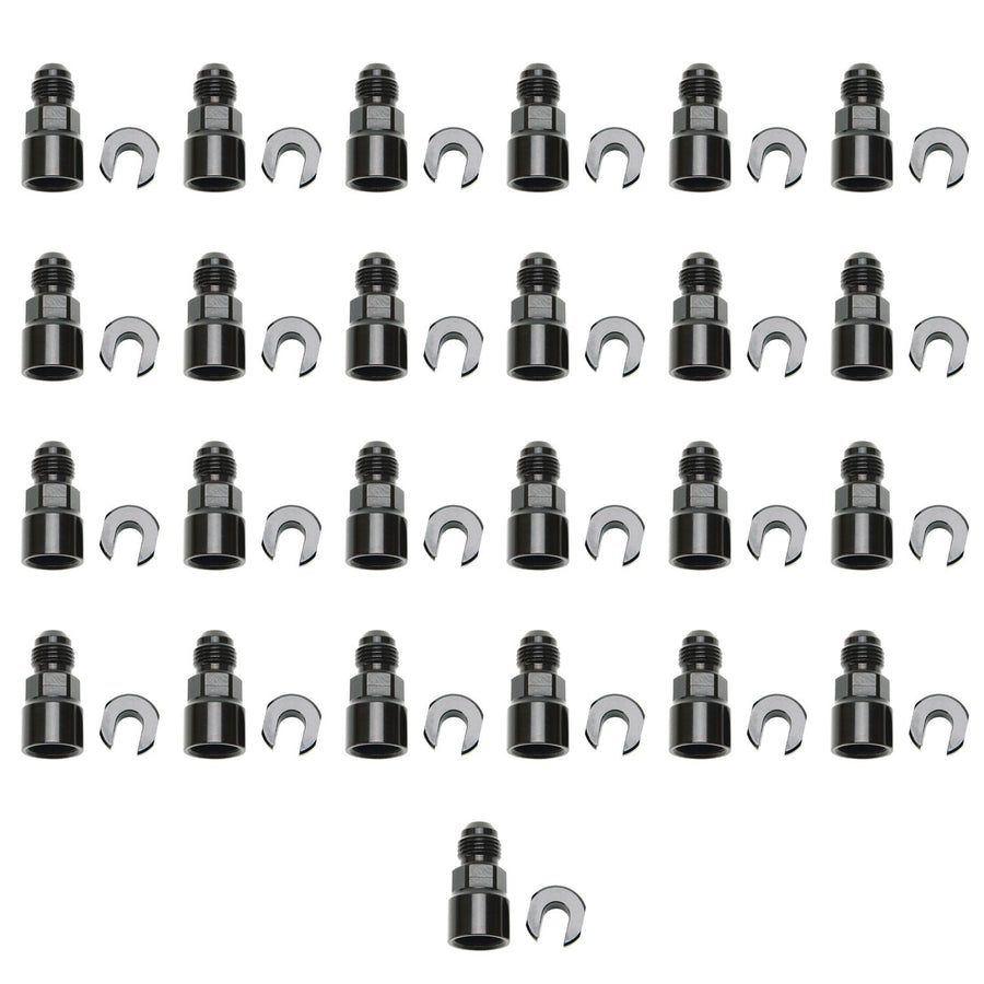 EFI ADAPTER FITTING 3/8" SAE QUICK DISCONNECT FEMALE SCREW TYPE -6 AN MALE BLK ANODIZED BULK PKG OF 25