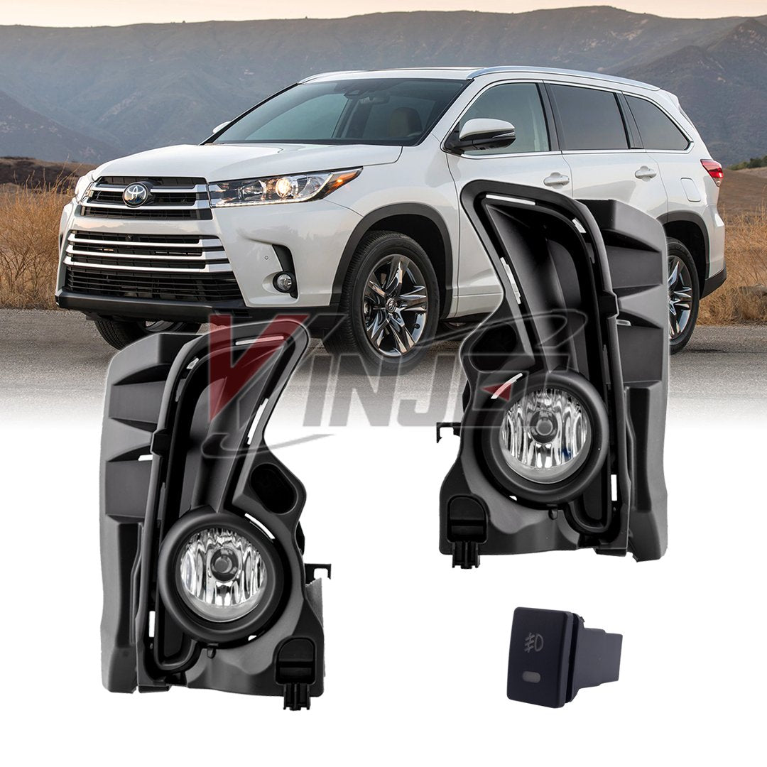 Fog Lights Winjet for [2017 2018 2019 Toyota Highlander] Driving Fog Lights + Switch + Wiring Kit