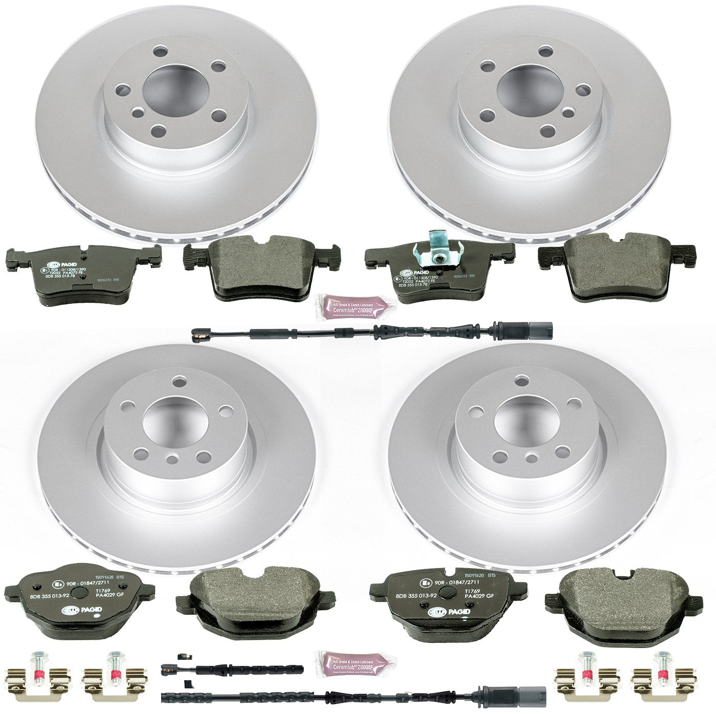 Euro-Stop Power Stop Brake Kit and 1 Front & 1 Rear Sensor Wires For BMW X3 2011-2017, BMW X4 2015-2018 [Model Specific]