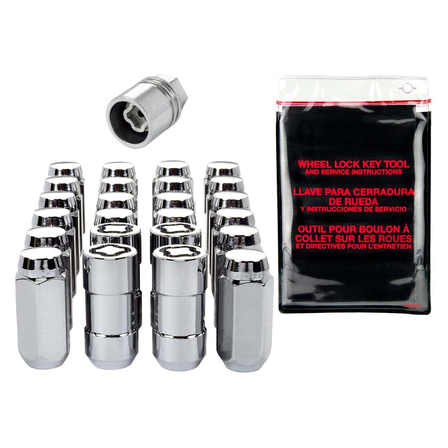 Chrome Cone Seat McGard 84620 Wheel Installation Kit (M14 x 1.5 Thread Size) - for 6 Lug Wheels