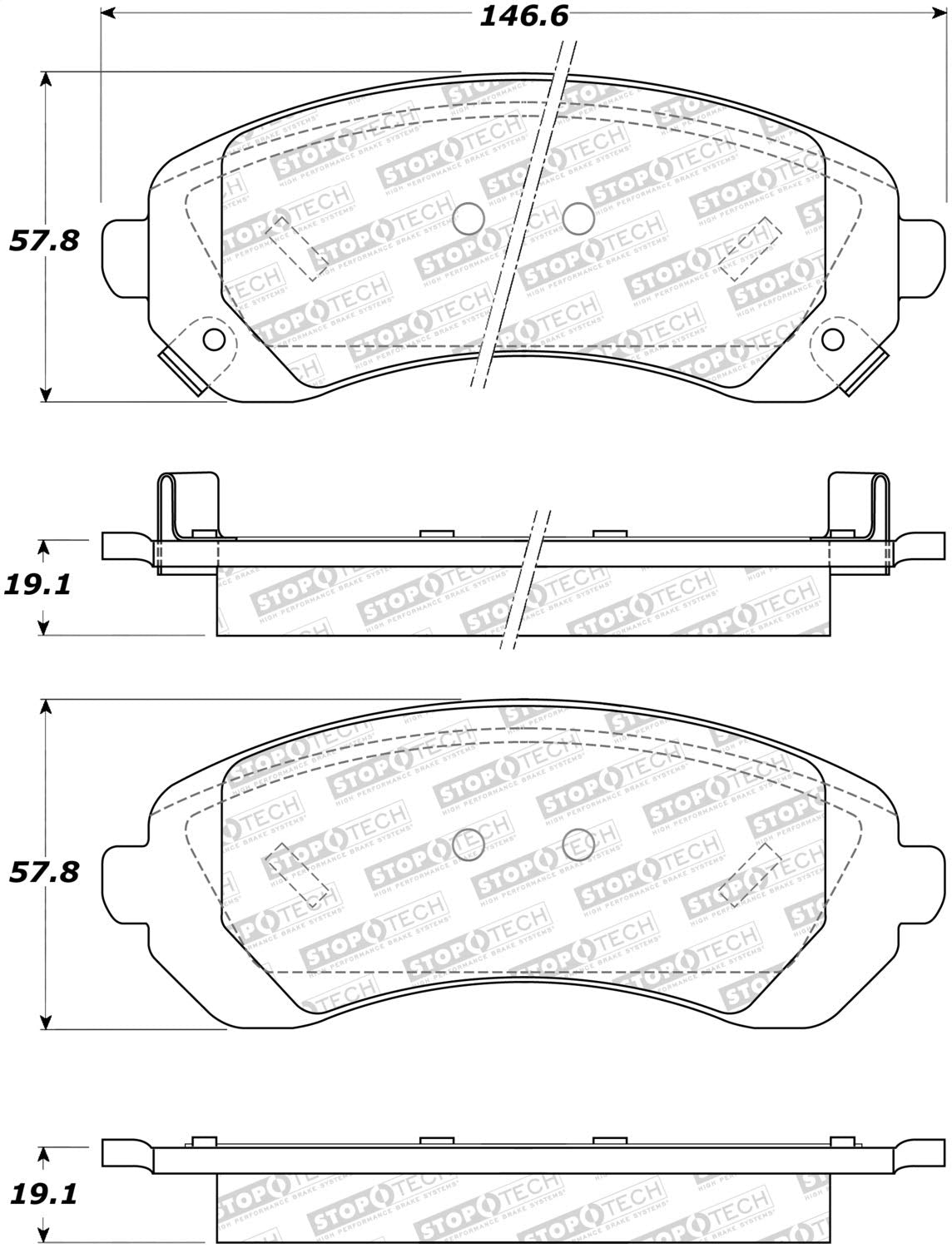 Front StopTech 308.08440 Brake Pads with Shims Street