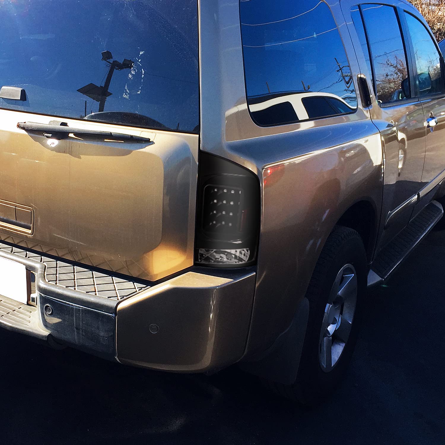 Black LED Tail Lights SPEC-D TUNING w/Signal Lamps Compatible with 2005-2015 Nissan Armada, Left + Right Pair Assembly