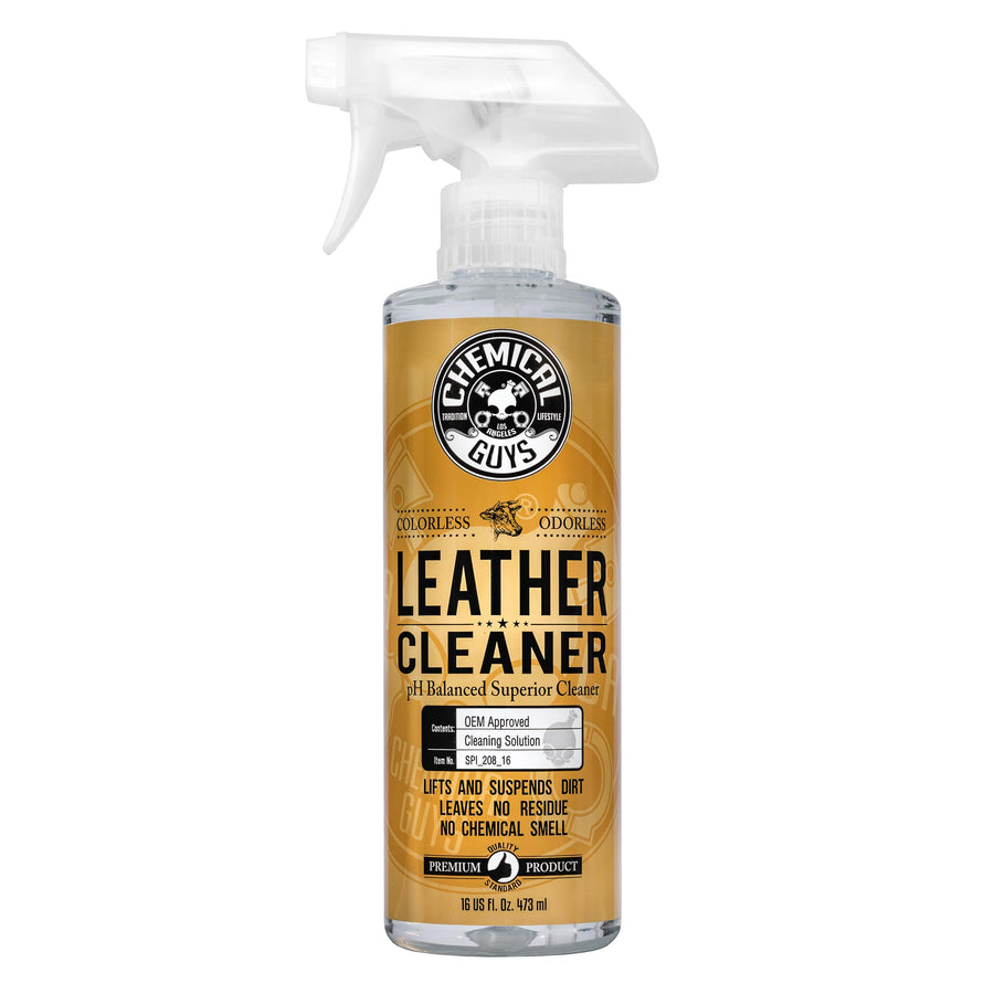 Chemical Guys Leather Cleaner Colorless and Odorless - Safe for Natural, Synthetic, Faux, and Pleather, Car Interior Cleaner, Safe for Furniture, Boots, Apparel, & More - 16 oz