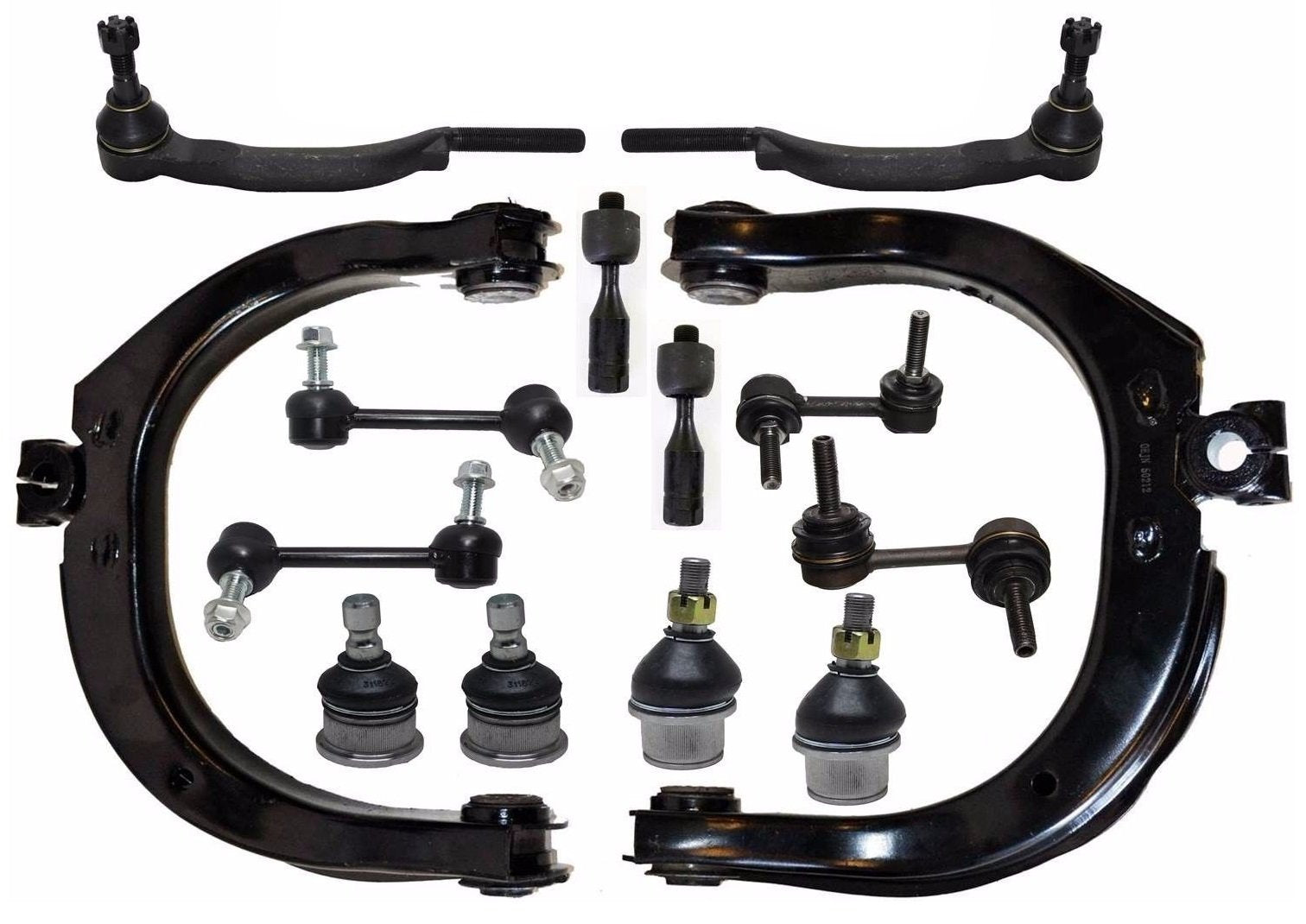 14 Pieces Kit PartsW Control Arms Ball Joints Tie Rod Ends Sway Bar End Links, Outer Tie Rod Fit Vehicles W/16 mm Threads Only Fits Chevrolet Trailblazer