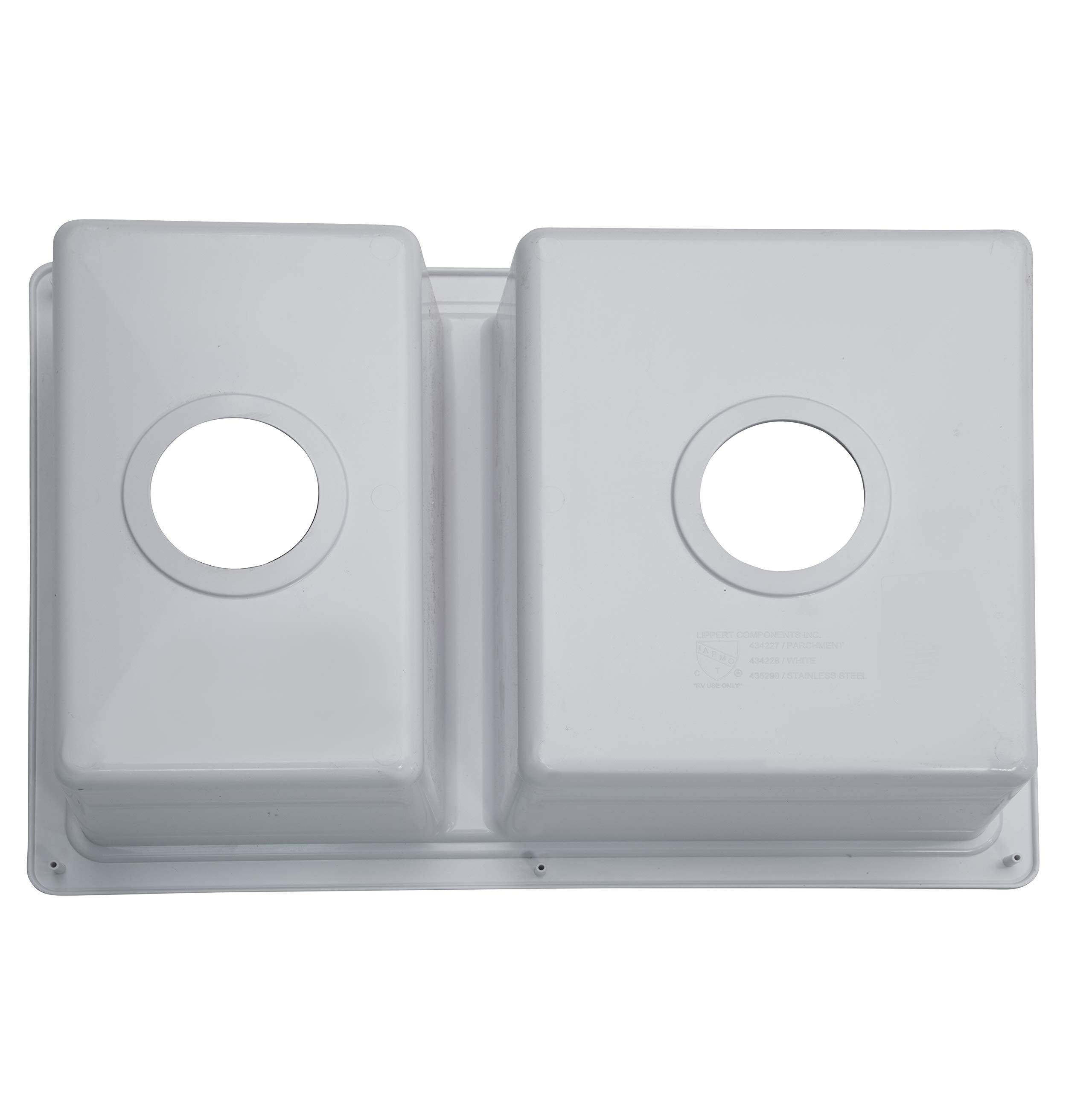 Lippert Double Kitchen Galley Sink RV - 25" x 17" x 6.6" - White — Durable, Space-Saving Sink for RVs and Manufactured Homes - Scratch-Resistant ABS Acrylic - Lightweight and Easy to Install — 809030