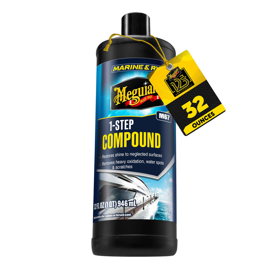Meguiar’s One Step Compound Marine/RV, M6732, Removes Oxidation, Stains, Scratches, and Water Spots, Restores Color and Shine to Fiberglass Gel Coat Finishes, Christmas Gift Ideas for Car Dads, 32 Oz