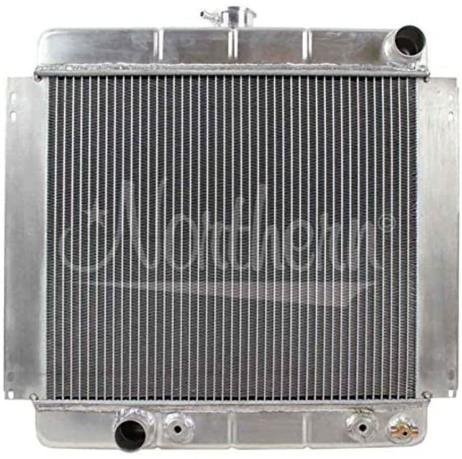 Northern Radiator 21-7/8 in H x 19-3/4 in W x 2-1/2 in D, Passenger Side Inlet, Driver Side Outlet, Aluminum, Natural, Automatic, Ford Mustang 1967-70, Each