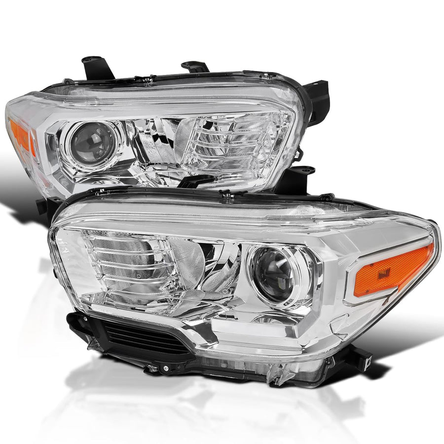 Chrome Projector Headlights SPEC-D TUNING Compatible with 2016-2022 Toyota Tacoma without factory LED daytime running lights, Left + Right Pair Headlamps Assembly