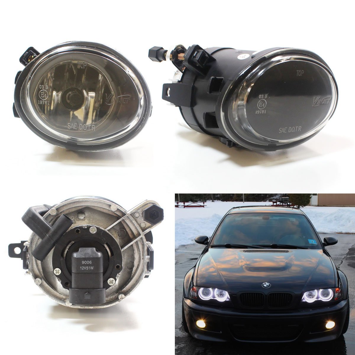 Winjet Driving Fog Lights Compatible with BMW [2001 2002 2003 2004 2005 320i 325i 325xi 330i 330xi] [2001-2003 M3/M5]