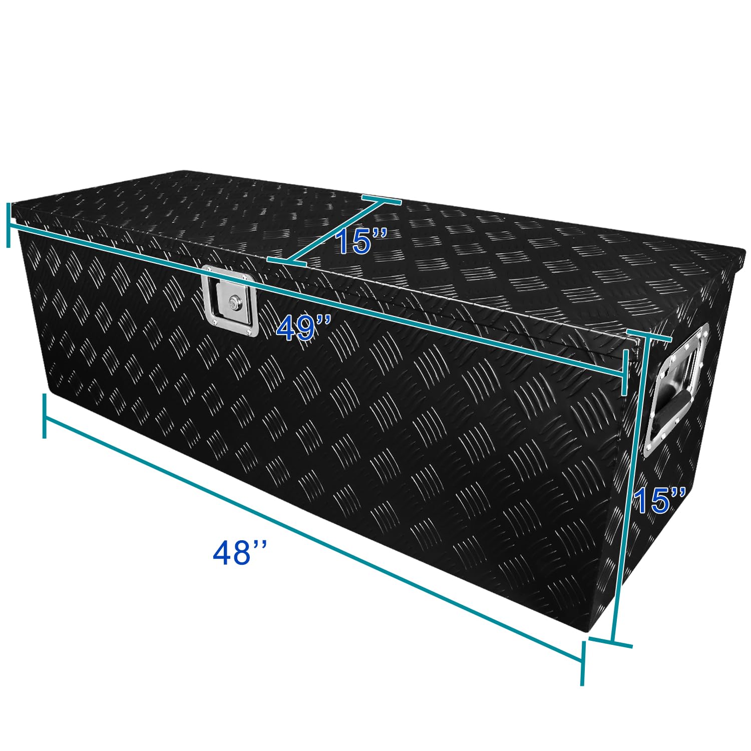 Truck Pickup Bed Spec-D Tuning Utility Chest Aluminum Black Tool Box Trailer Storage W/Lock Key 49x15x15