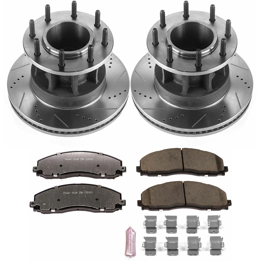 Power Stop K7669-36 Z36 Truck & Tow Front Brake Kit, Carbon Fiber Ceramic Brake Pads and Drilled/Slotted Brake Rotors For Ford F-350 Super Duty 2017-2022 [Model Specific]