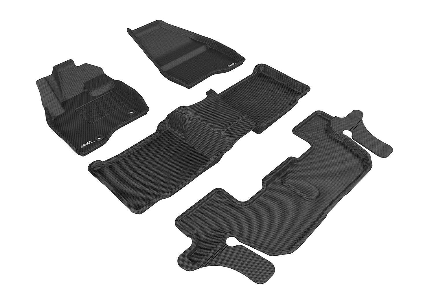 Kagu Floor Mat 3D MAXpider Custom Fit (Black) Compatible with Ford Explorer 2015-2016 (w/ Bench 2nd Row) - Full Set