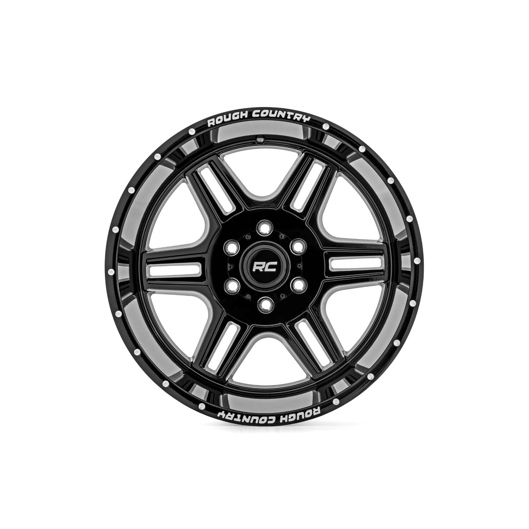 92 Series Rough Country One-Piece Gloss Black Wheel with Aluminum (20 x 9. inches /5 x 5 inches, 0 mm Offset)