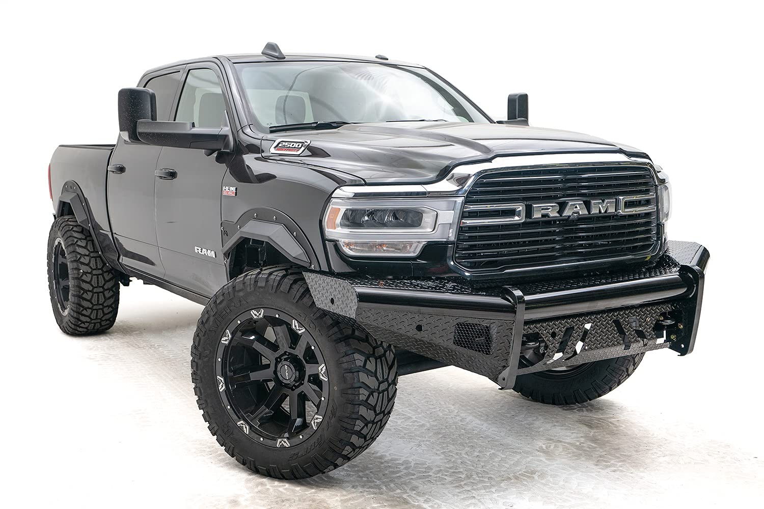 Fab Fours Black Steel Front Bumper 19-C Ram 2500 or 3500 New Body Style with No Guard, (DR19-S4461-1)