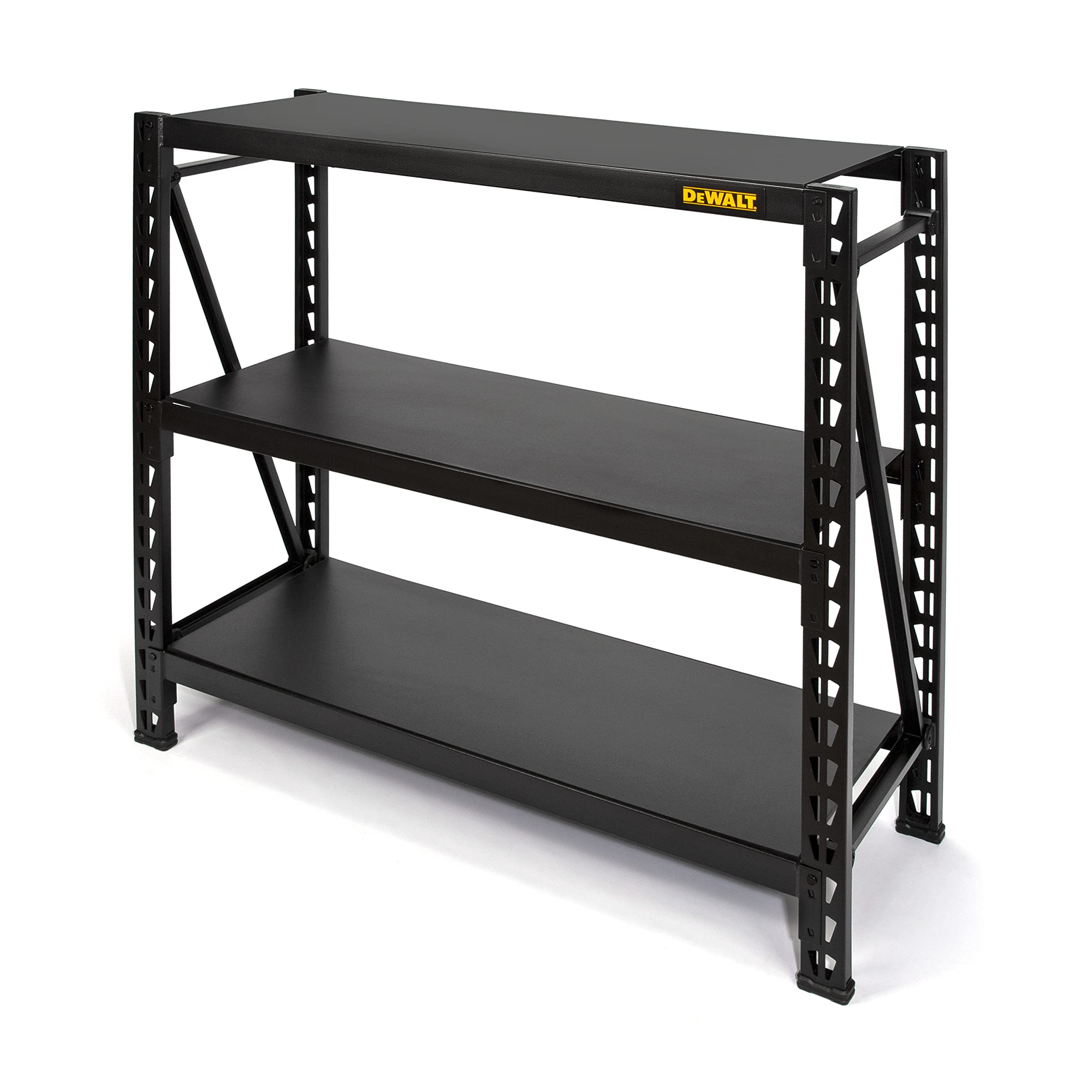DEWALT Garage Shelving Industrial Storage Rack, 3 Heavy Duty Adjustable Laminate Deck Shelves, 50”W x 18”D x 48”H, 4,500 lb. Capacity, Black