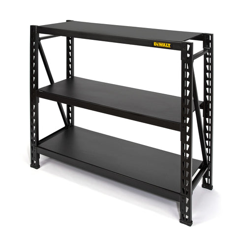 DEWALT Garage Shelving Industrial Storage Rack, 3 Heavy Duty Adjustable Laminate Deck Shelves, 50”W x 18”D x 48”H, 4,500 lb. Capacity, Black