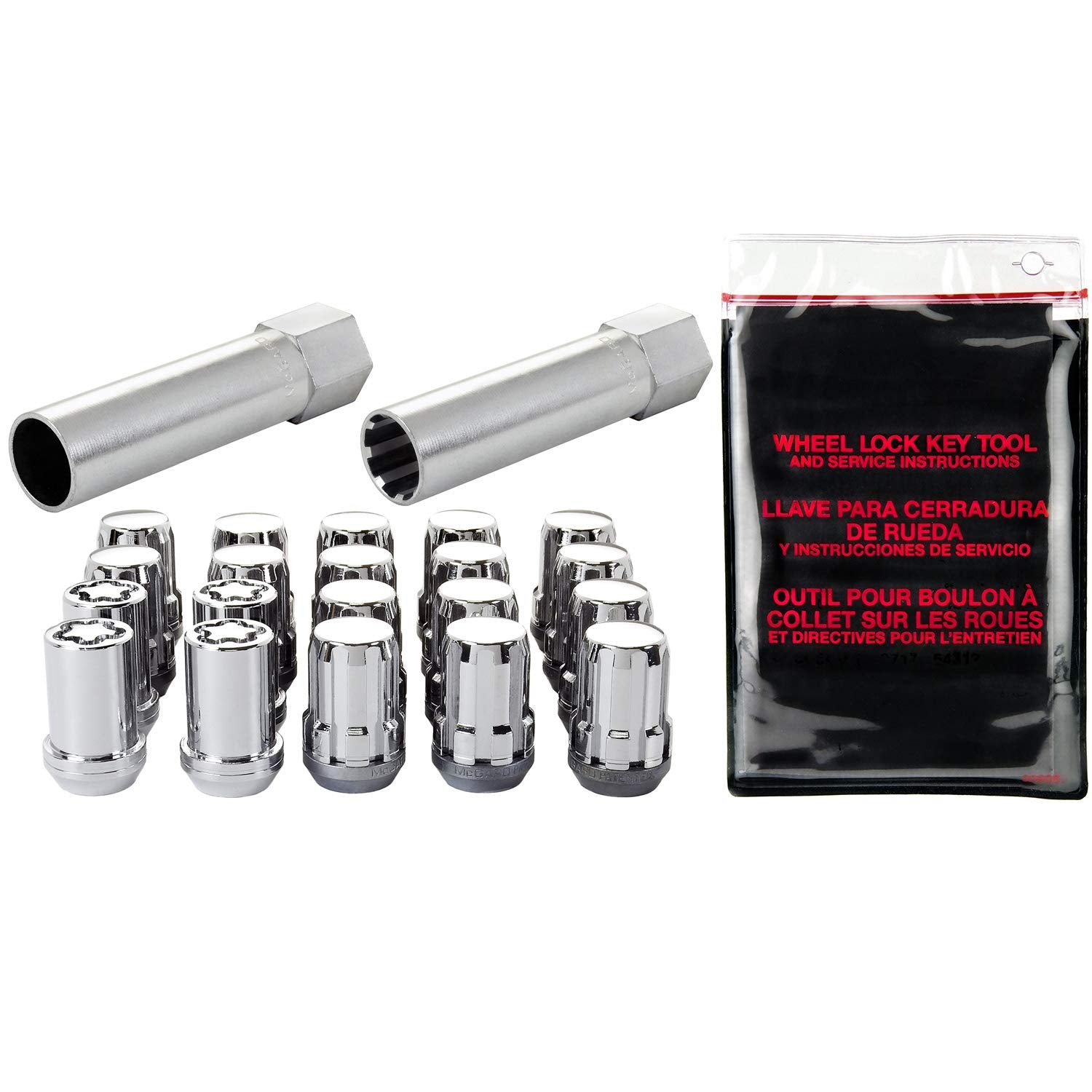 Chrome SplineDrive Wheel Installation Kit McGard (M12 x 1.25 Thread Size) - for 5 Lug Wheels