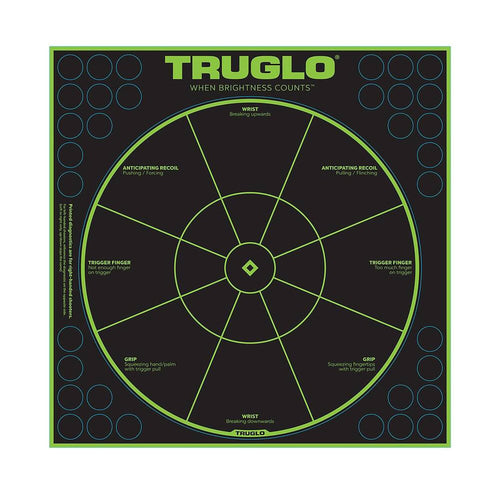 12X12 TRUGLO Tru-See Handgun Diagnostic Bright Fluorescent Self-Adhesive High-Visible Reactive Splatter Hunting Target with Increased Target Life, 6-Pack