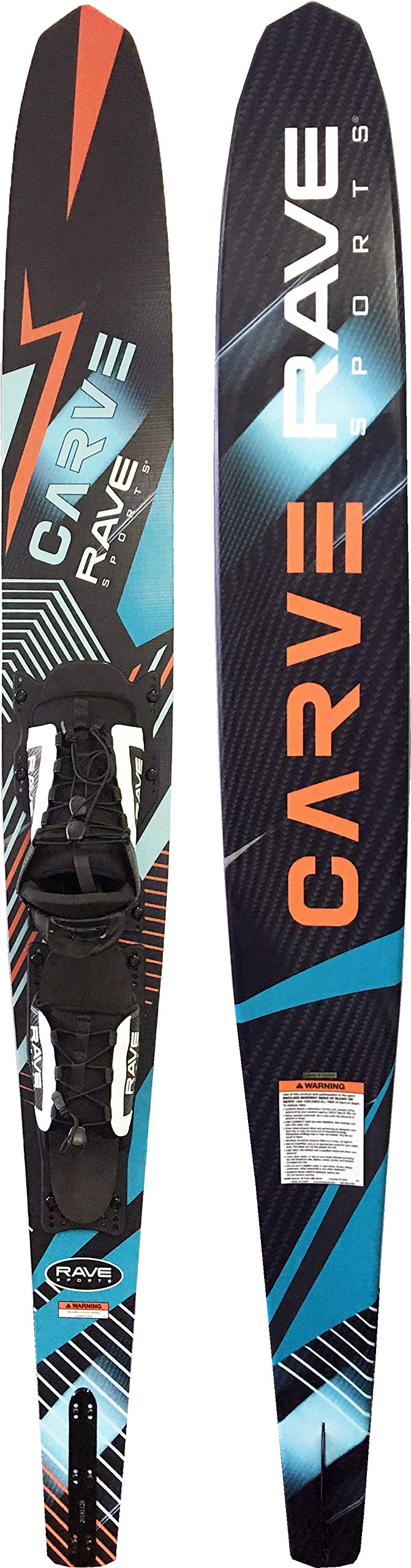 RAVE Sports Slalom Carve Water Ski - Adult, Black, Adult - Adjustable Bindings
