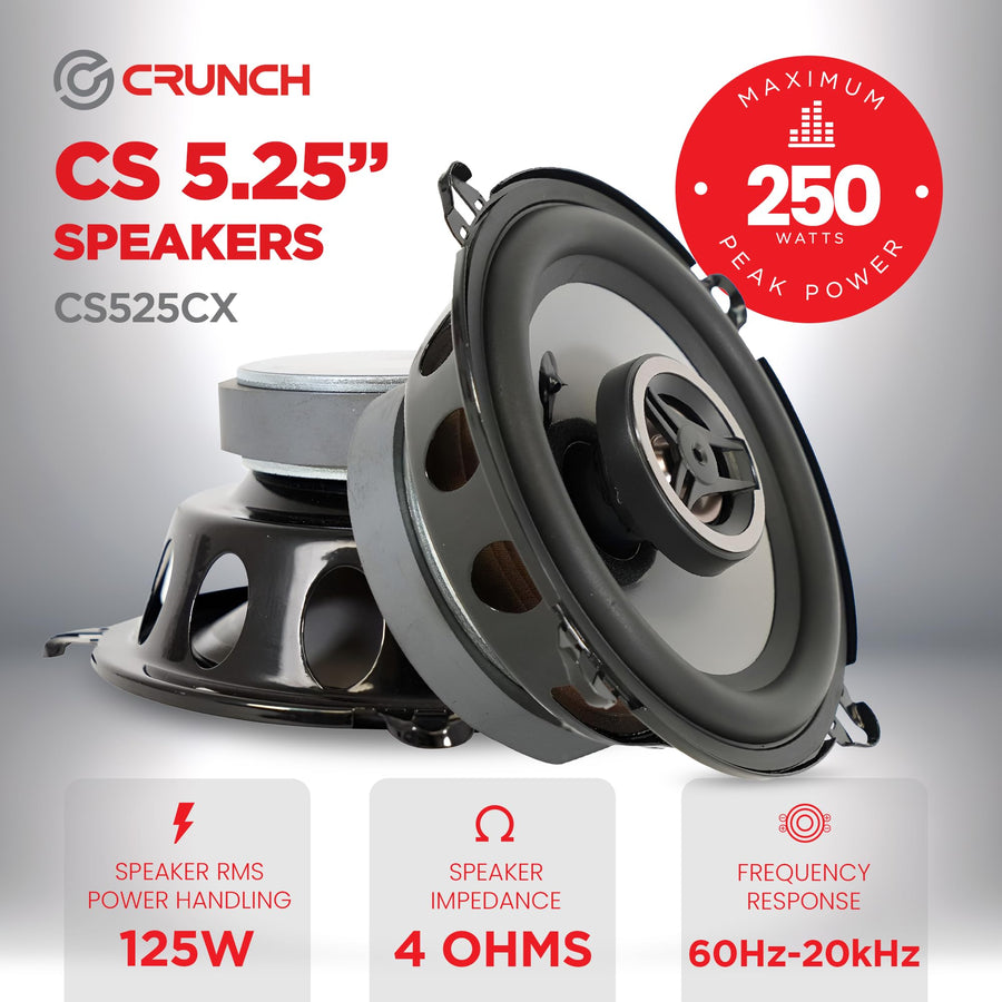 CS525CX Crunch Full Range Coaxial Car Speaker, 5.25"